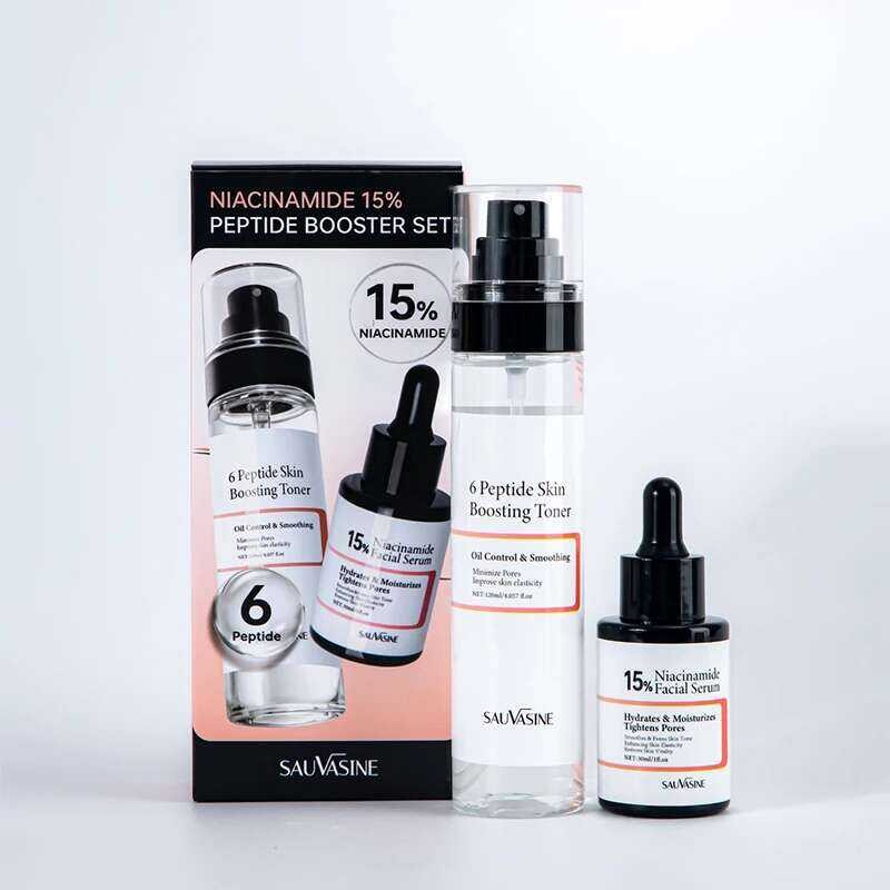 ▥ 150Ml Niacinamide Peptide Booster Set 120Ml 6Peptide Skin Toner30ml 15% เซรั่มบํารุงผิวหน้าเก