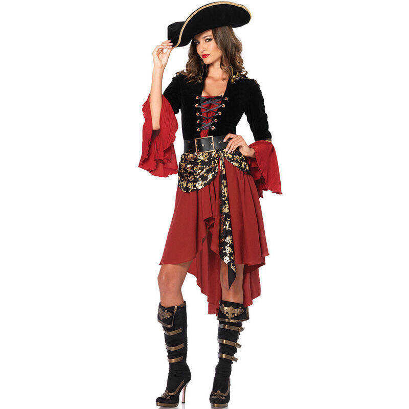 LY ชุดโจรสลัดหญิง Of The Caribbean คอสเพลย์ชุด Retro Gothic Pirates Captai