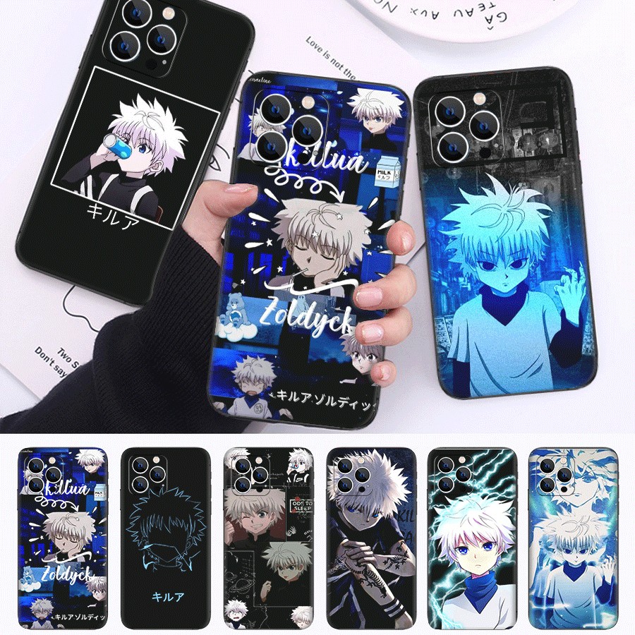 เคสโทรศัพท์สําหรับ iPhone 13 14 Pro Max Plus TPU สีดําป้องกันกรณีอะนิเมะตัวละคร Killua Zoldyck