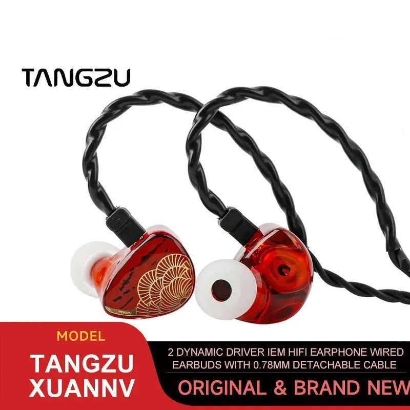 Tangzu Xuan Nv Hifi Dual DD หูฟังชนิดใส ่ ในหู 2pin 0.78 มม.สาย IEM Headest FUDU WAN ER SG