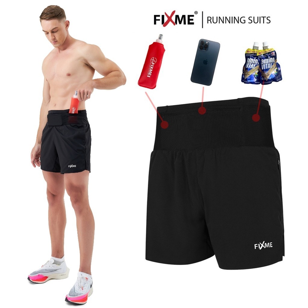 ♞(มีกระเป๋ารอบเอว) vfly กางเกงวิ่งขาสั้น ผู้ชาย  มีซับกกน. กางเกงวิ่ง XLJ