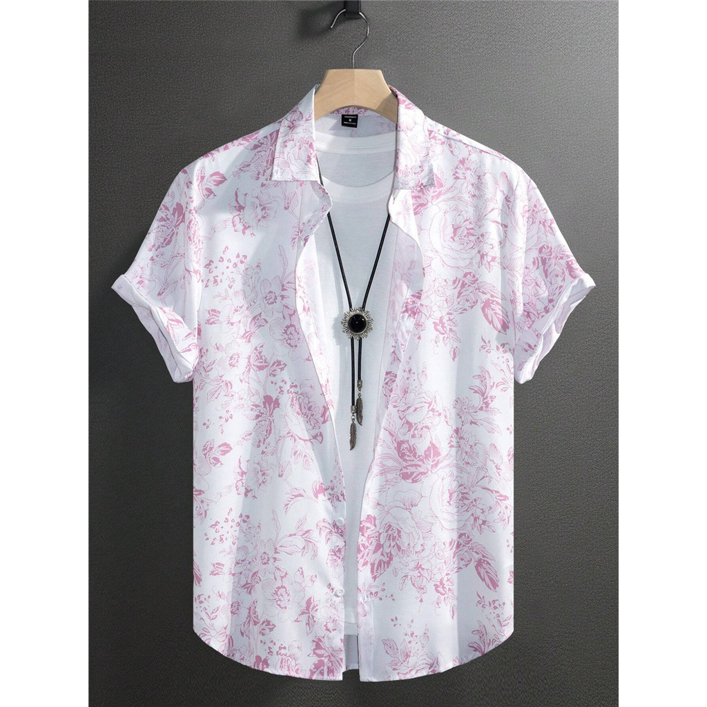 Manfinity Homme เสื้อเชิ้ตแขนยาวผู้ชายเรียบง่าย