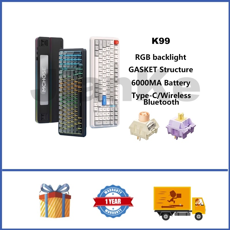 Mchose K99 คีย์บอร์ดไร้สาย 98% Hot swappable RGB GASKET คีย์บอร์ดเกมแบบกําหนดเอง