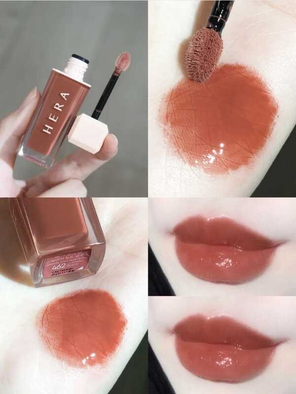 ◎ Jennie With The Same Paragraph HERA Hera Glaze Lipstick 422 Peach Cinnamon Milk Tea Color Ap