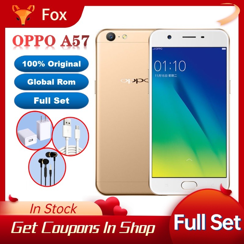 ในสต็อก Fox OPPO A57 3+32GB มือสอง 4G LTE ลายนิ้วมือ Global Rom โทรศัพท์มือถือ