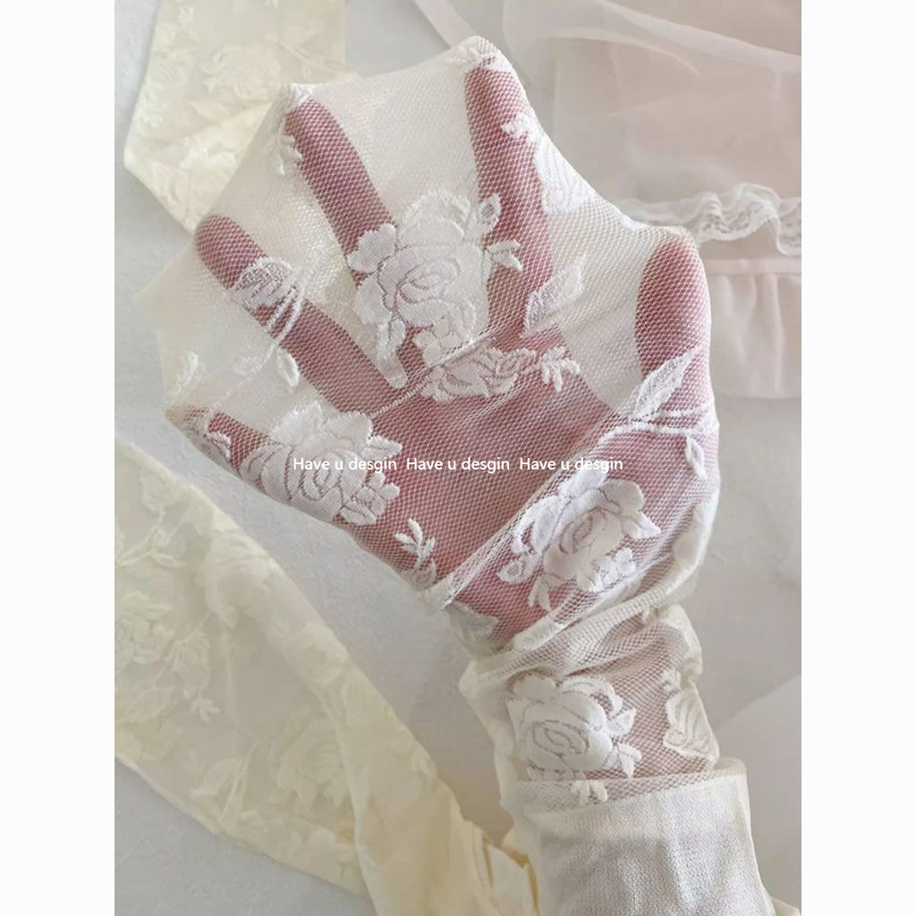 มี u desgin Rose รูปแบบถุงน่องสีขาว Pure Desire สไตล์ลูกไม้ Jacquard หวานภาษาฝรั่งเศสคําฤดูร้อนบางเฉียบโปร่งใสเนื้อขาสวย Pantyhose ผู้หญิง - รูปที่ 4