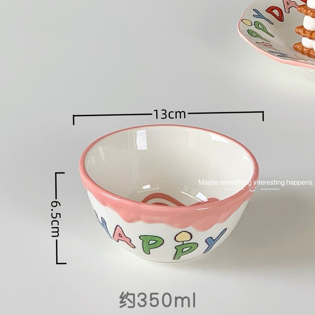 Creative Underglaze Color Bowl Butterfly Dish Set Ceramic Breakfast Bowl Girly Heart Dessert Yogurt
