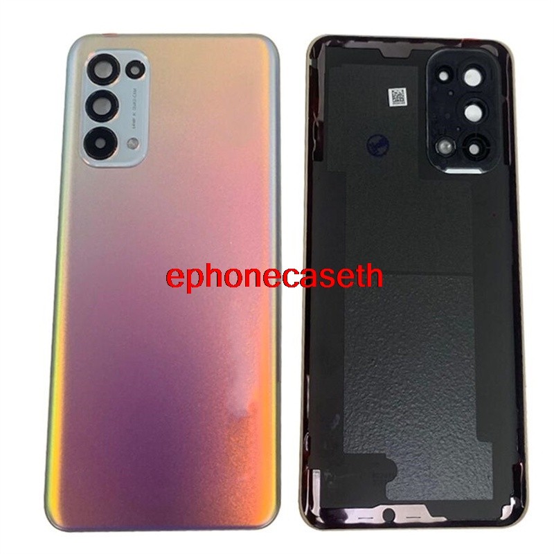 Rui- ฝาหลังด้านหลังด้านหลังแผงประตูสําหรับ OPPO Reno 5 5G แบตเตอรี่ประตูพร้อมอะไหล่เปลี่ยนเลนส์กล้อง