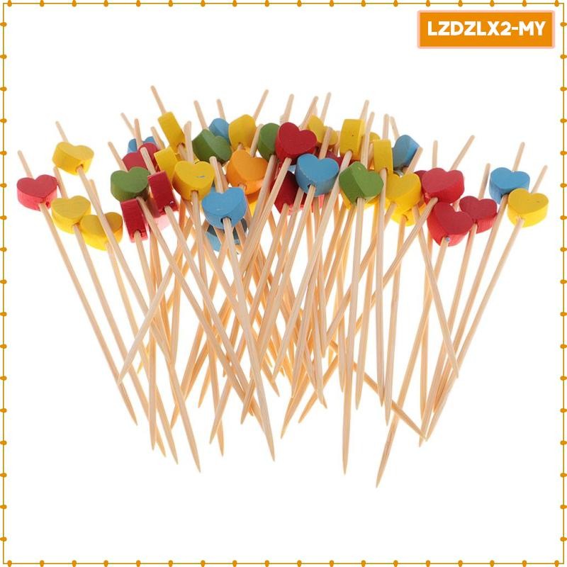 ในสต็อก Loviver Heart Cocktail Sticks แซนวิชไม้จิ้มฟันผลไม้ Picks Party Supply