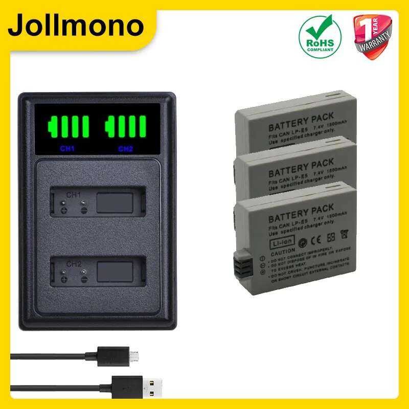▥ Lp-E5 Lpe5 LP E5 แบตเตอรี่ + เครื่องชาร์จสําหรับ Canon EOS 450D 500D 1000D X3 Kiss F Rebel Xs