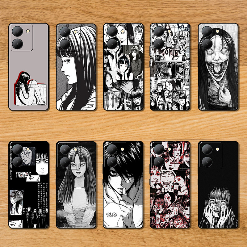 แฟชั่นเคสโทรศัพท์สีดํานุ่มสําหรับVivo Y31 Y3S Y35 Y36 Y50 Y51 Y55 Y55S RB44 junji ito mieอะนิเมะปก