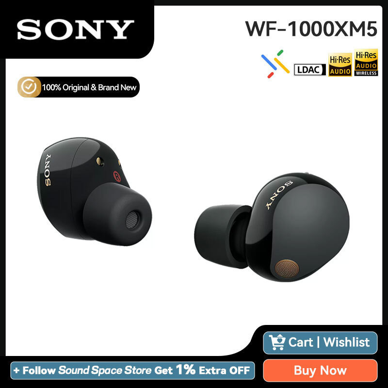 SONY WF 1000XM5 Wireless Noise Cancelling Earbuds Bluetooth 5.3 Earphones Hi-Res LDAC SBC Dual Conn