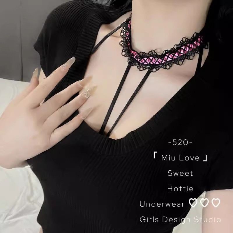 สไตล์ใหม่เซ็กซี่ชุดชั้นในเชือกแขวนคอสายคล้องคอคอปกซาตินลูกไม้ชุดชั้นในรวบรวมป้องกันการหย่อนคล้อย - รูปที่ 5