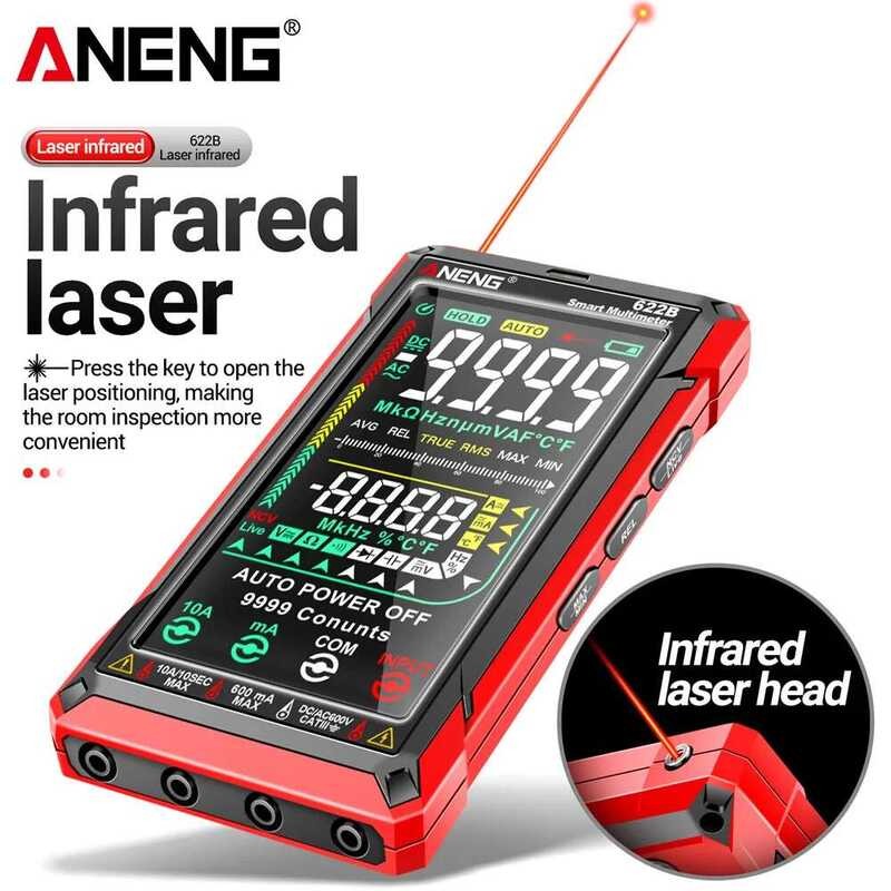 ▥ ANENG 622B สมาร์ทมัลติมิเตอร์แบบดิจิตอลช่วงอัตโนมัติ True RMS แรงดันไฟฟ้า AC 9999 นับความต้าน