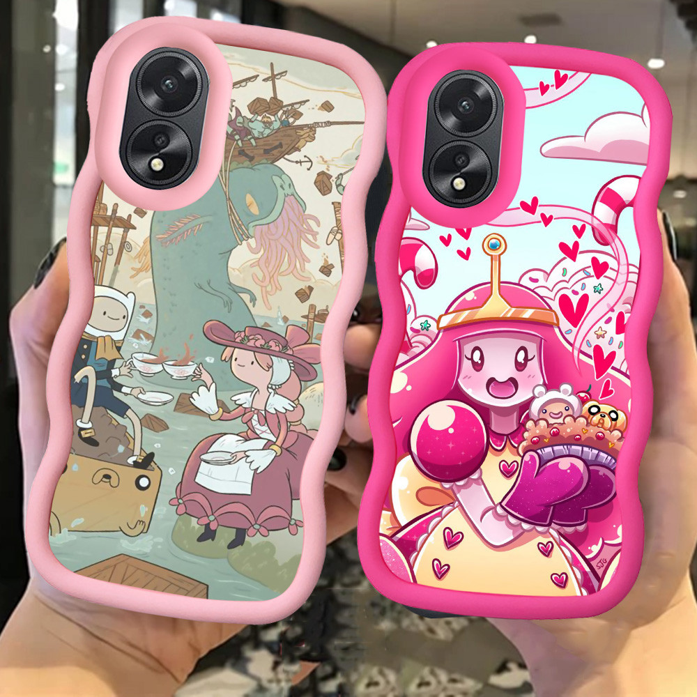 MERAH Z-4 Adventure Time Red Black Pink Casing สําหรับ OPPO A18 A38 A60 A79 A78 5G