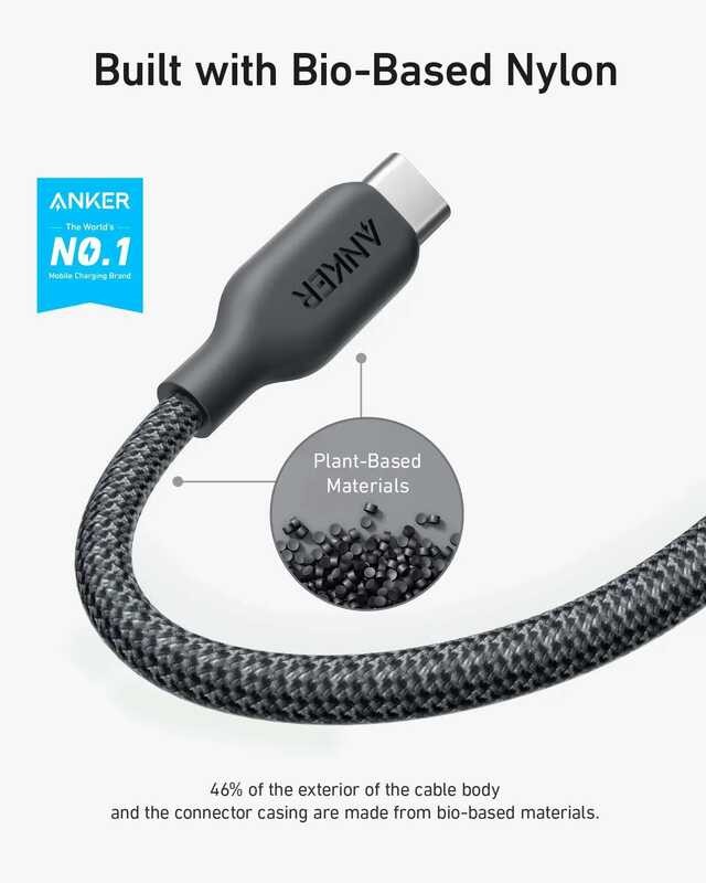 ▥ สาย Anker ถึง USB C (240W, 3 ฟุต), สายชาร์จ Bio-Braided, ชาร์จเร็วสําหรับ Iphone 16/16 Pro, B