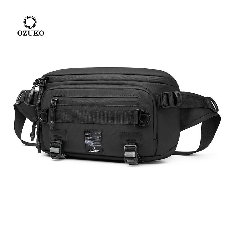 Ozuko ใหม่ แฟชั่น กันน้ํา ผู้ชาย กระเป๋าคาดเอว กีฬากลางแจ้ง กระเป๋าคาดอก