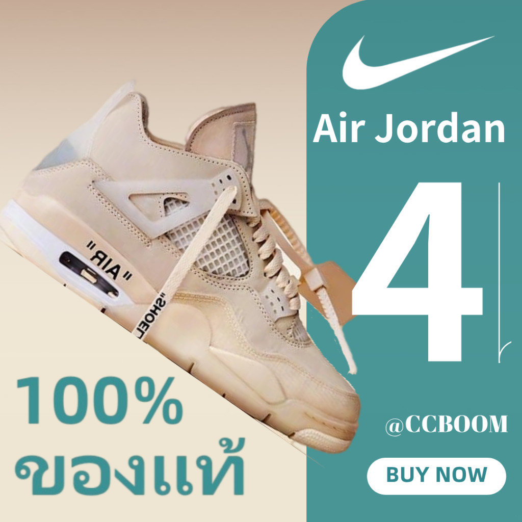 ของแท้ 100%   OFF-WHITE x Jordan Air jordan 4 CV9388-100