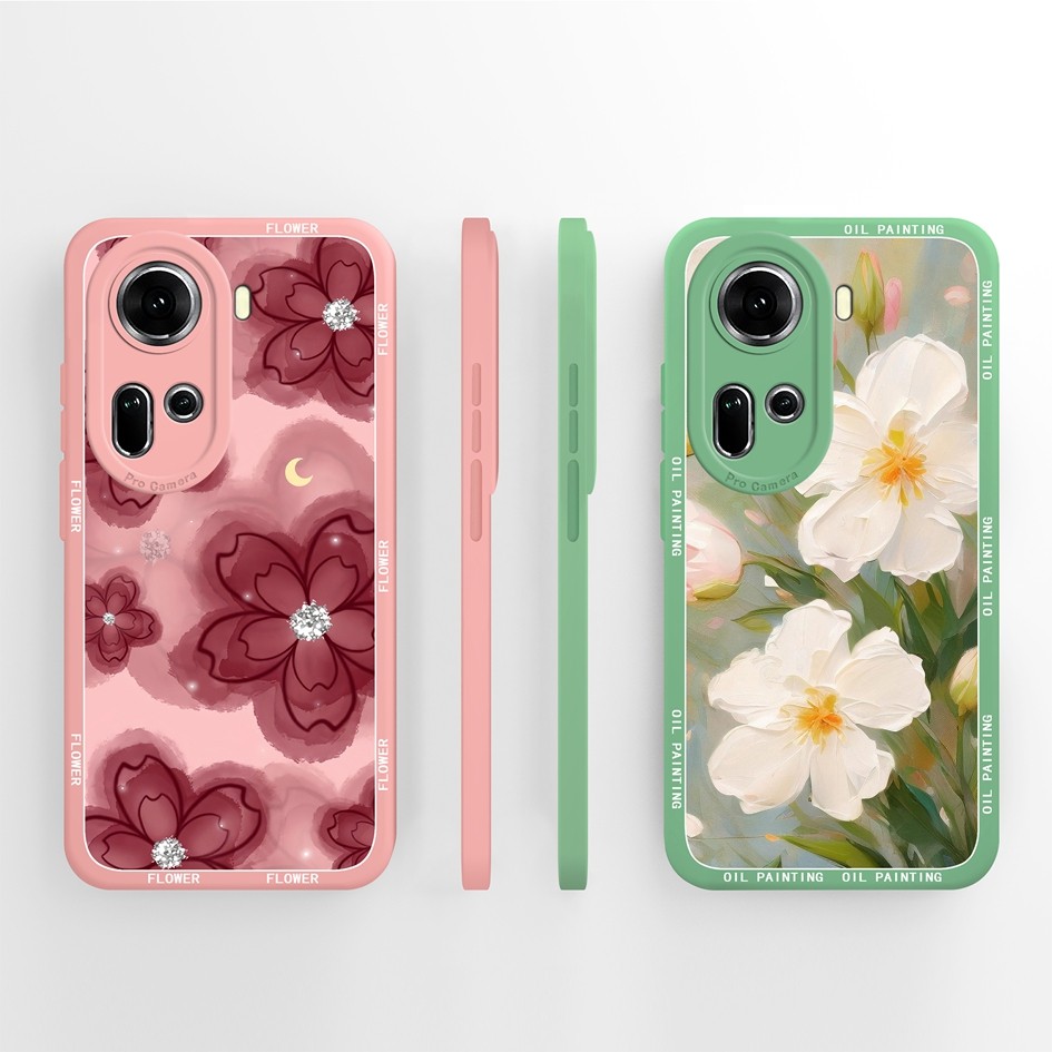 สําหรับOppo Reno 11 Pro 11F 5Gรูปแบบหรูหราเคสโทรศัพท์ซิลิโคนเหลวAnti Slip ShellสําหรับOppo Reno11 Pro F 5GกันชนCapa