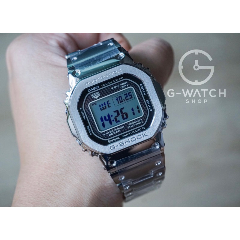 CASIO G-SHOCK Silver Full Metal GMW-B5000D-1, GMW-B5000D-1A, GMW-B5000D, GMW-B5000 Bluetooth กรอบโล