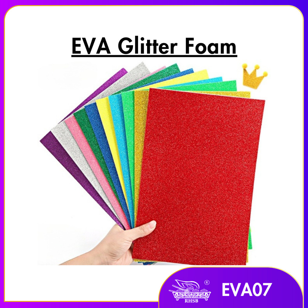 GLITTER EVA FOAM / DIY CRAFT PLAY / GLITTER FOAM SPONGE / ART & CRAFTS / KRAFTANGAN / A4 EVA FOAM / 