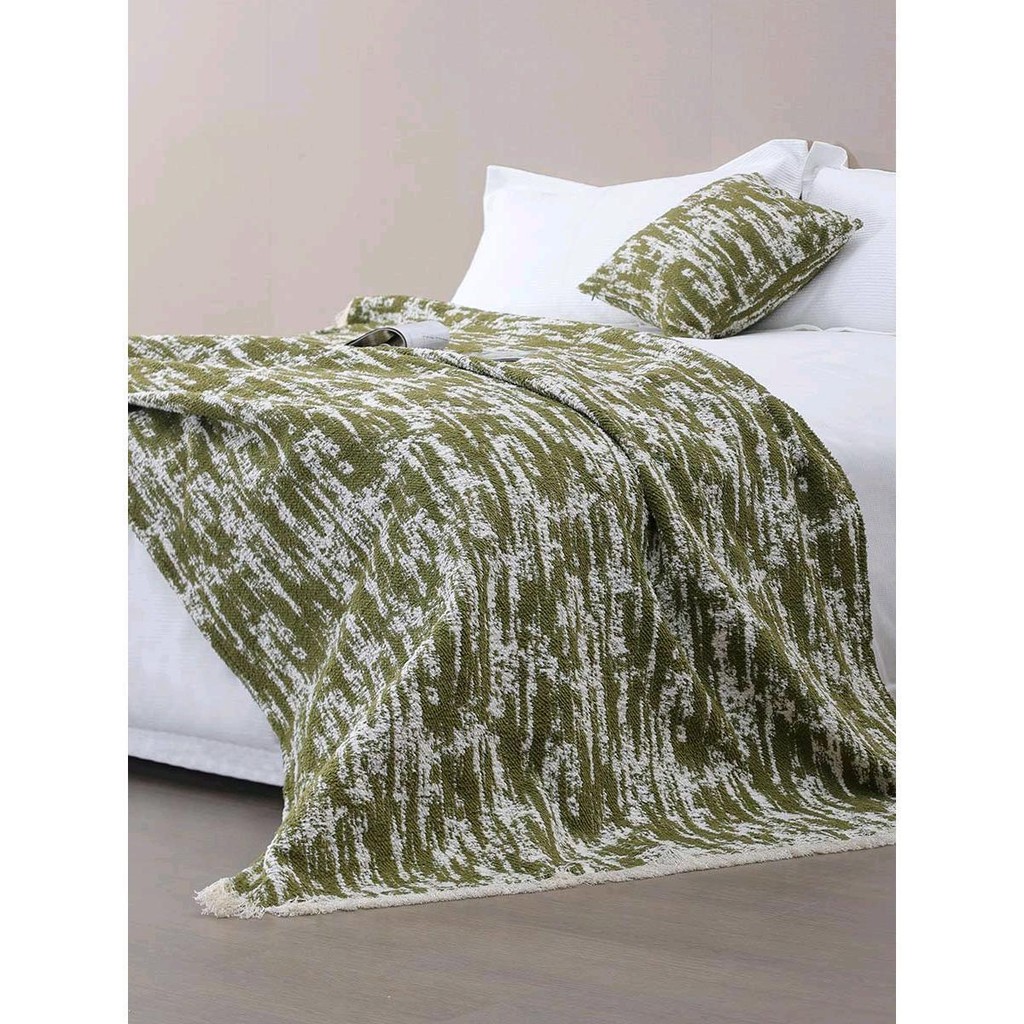 Modern minimalist green dot tassel tie blanket, homestay hotel, stroke bed, tail towel, sofa, leisur