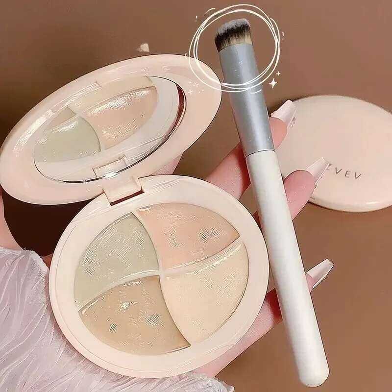 ▥ Zvev สี่สีคอนซีลเลอร์ Palette ครอบคลุมจุดด่างดําสิวจุดกระความหมองคล้ํา Tear Troughs ไฮไลท์ครี