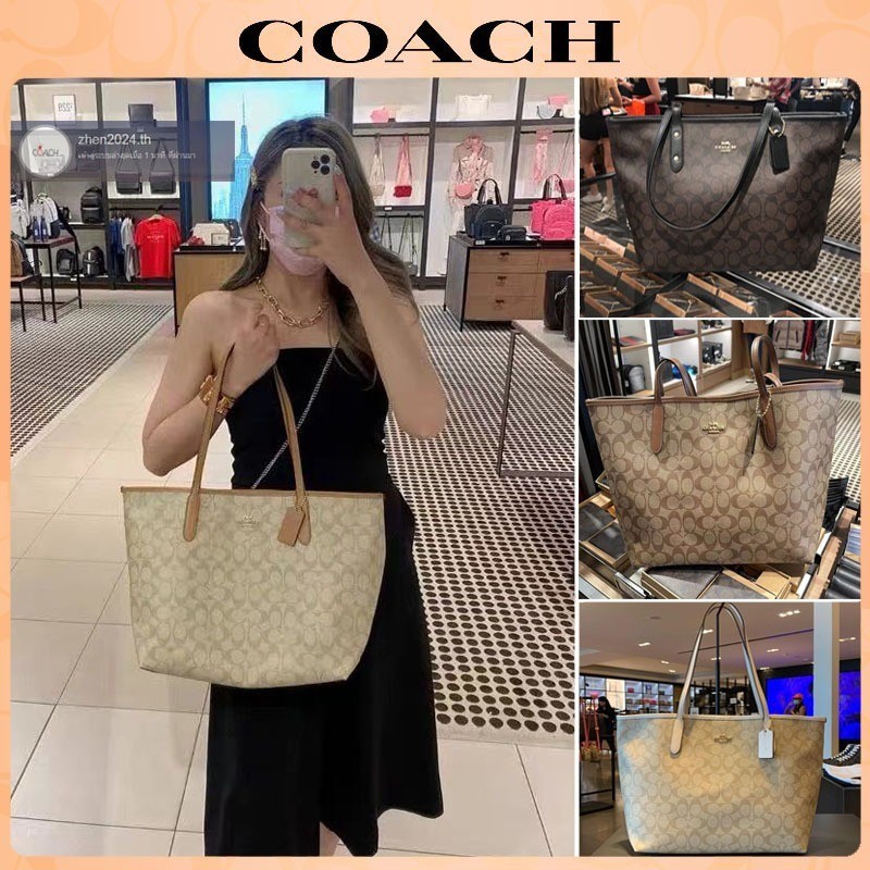 จัดส่งที่รวดเร็ว，% แท้ Coac h กระเป๋าช้อปปิ้งของผู้หญิง，กระเป๋าสะพาย，กระเป๋าถือ F58292