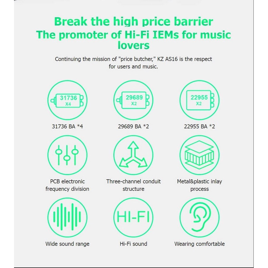 KZ AS16 PRO หูฟัง 8 ไดร์เวอร์ Balanced ประกันศูนย์ไทย