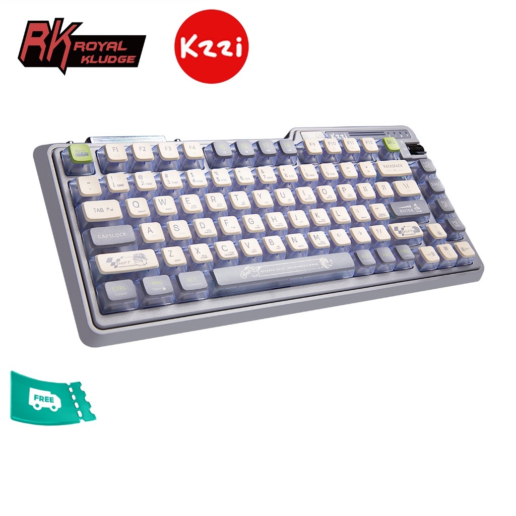Kzzi Kezhi K75Pro+ ไร้สายสามโหมดคีย์บอร์ดปะเก็นเกม RGB ผงทอง Fast Silver Flame 80% คีย์บอร์ด