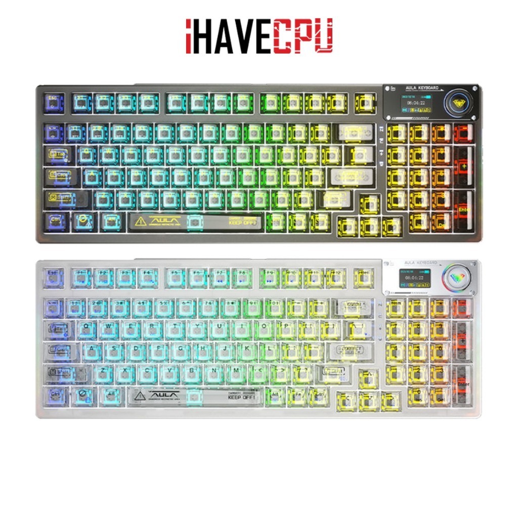 iHAVECPU KEYBOARD (คีย์บอร์ด) AULA F98 PRO 3IN1 WIRELESS [ICE CRYSTAL SWITCH] (EN/TH)
