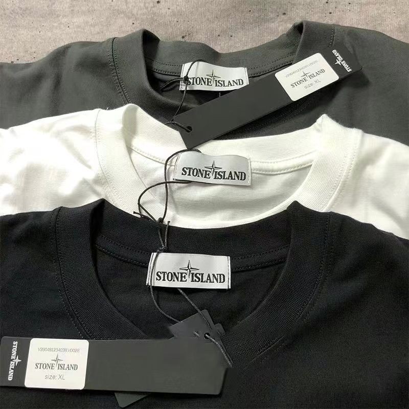 STONE ISLAND Stone Islandฤดูใบไม้ผลิและฤดูใบไม้ร่วงผ้าฝ้ายแท้อินเทรนด์แบรนด์ High Street All-match เ