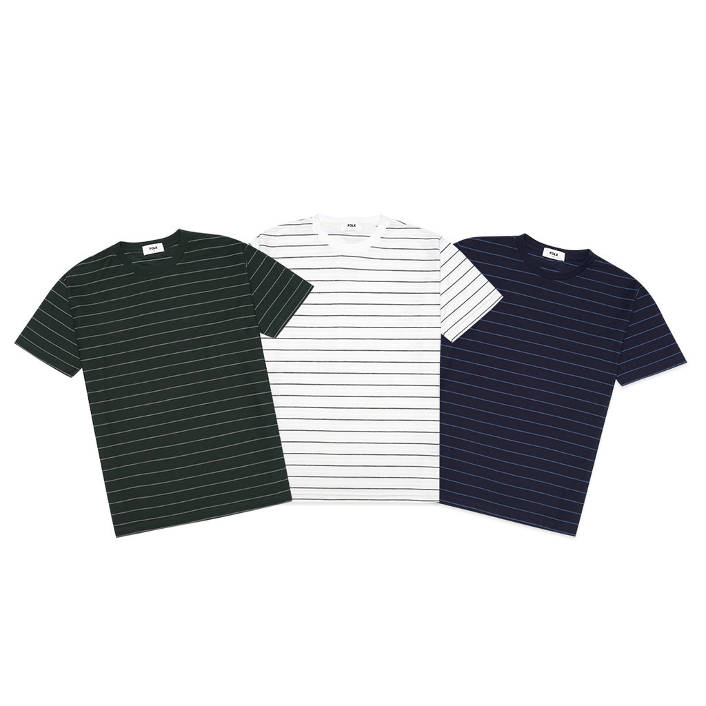 ♞,♘เสื้อยืด Folx Jacquard Thin Stripes vgh