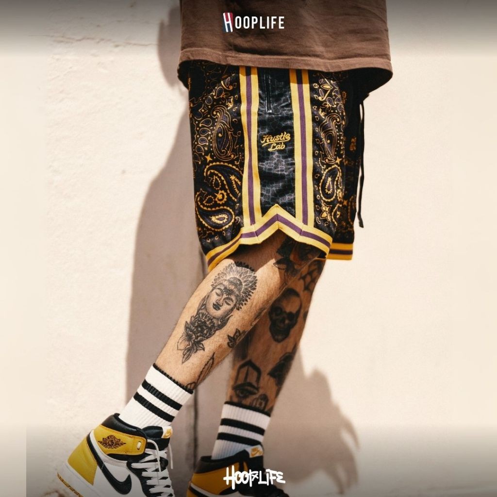 กางเกงขาสั้นแนวสตรีท บาสเก็ตบอล Hooplife  Black Mamba  RETRO SHORTS