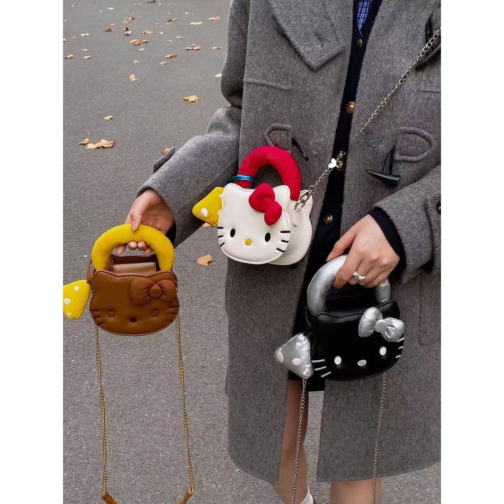 คุกกี้แซนวิชขนาดเล็ก Katie Crossbody Bag 2024 ใหม่ Hellokitty Cute Cartoon การ์ตูนมือถือกระเป๋าลิปส