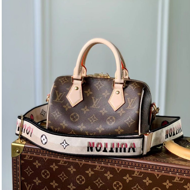 2024 [ของแท้ดั้งเดิมพร้อมกล่องบรรจุภัณฑ์] Louis VUITTON Speedy 20 Classic Presbyopic ที่ถอดออกได้สา