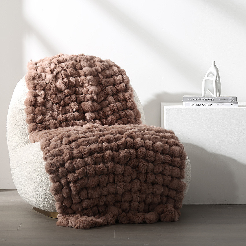 Real pink sample room decorative blanket rabbit blanket living room sofa bedroom hotel bed towel tai