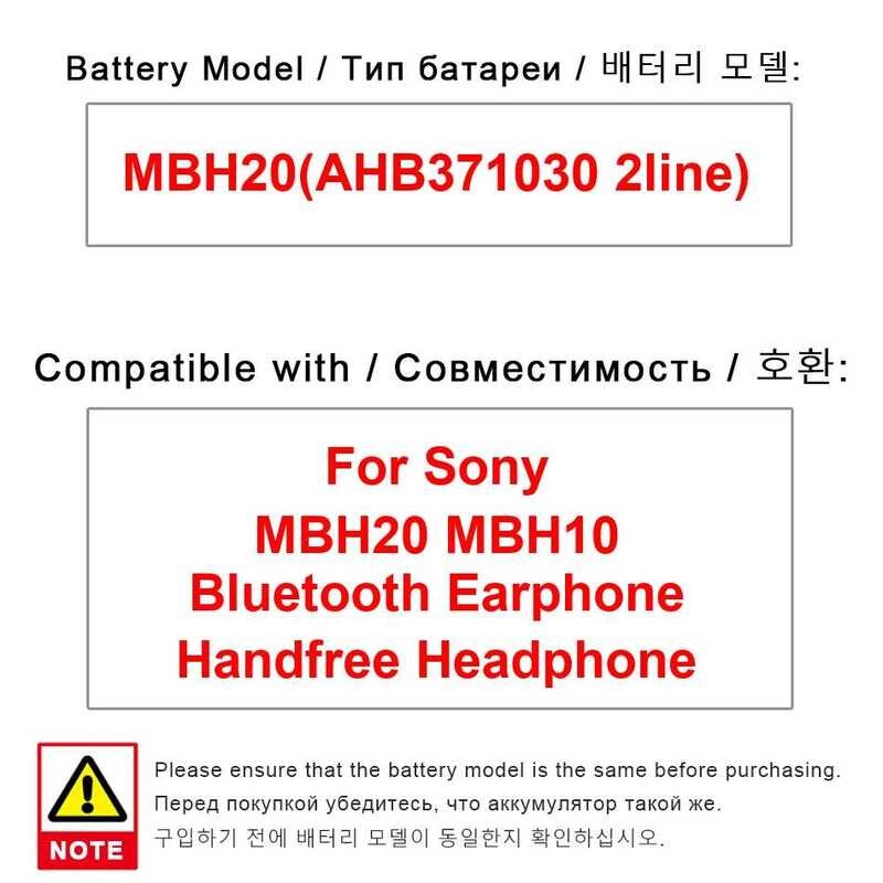 เปลี่ยนแบตเตอรี่ For Sony MBH20 MBH10 Bluetooth Earphone Handfree Headphone MBH20(AHB371030 2e)