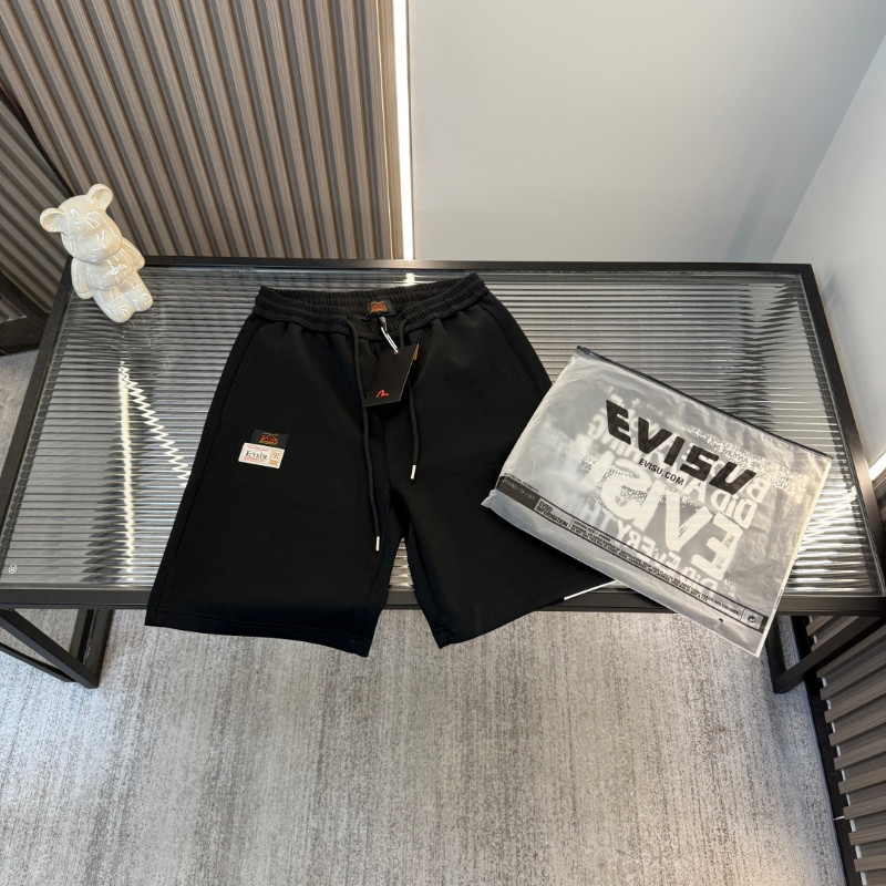 Evisu5703 กางเกงขาสั้นแฟชั่นเรียบหรู สีดํา