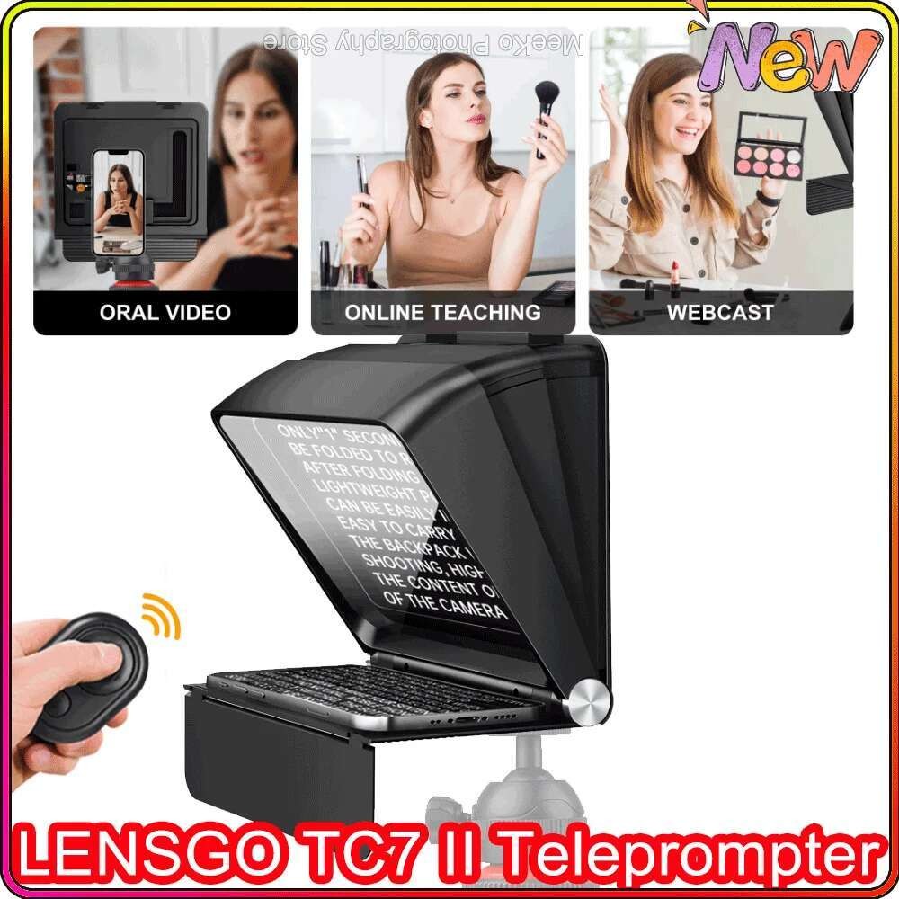 LENSGO TC7 II Teleprompter แบบพกพาสําหรับโทรศัพท์กล้องสตูดิโอสําหรับวิดีโอสัมภาษณ์สดสําหรับ 7.9 นิ้ว
