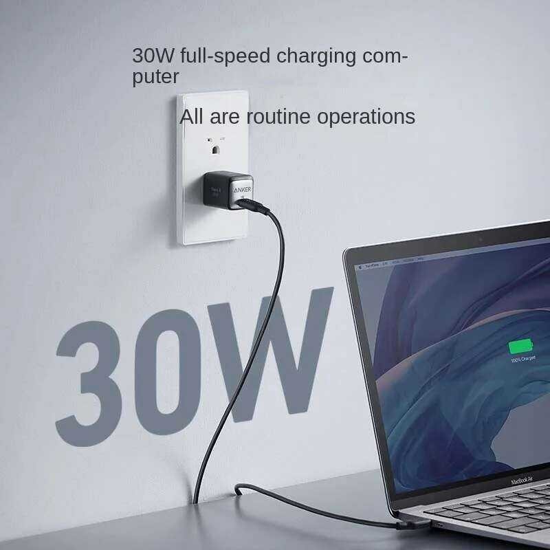 ▥ Anker Nano 30W 711 Fast Adapter Gan II Compact Charger (ไม่พับ) สำหรับ Iphone 14/13 Galaxy S2