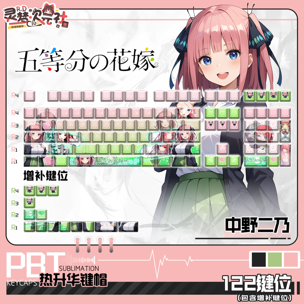 Five-segment Huamai Nakano Nino PBT Thermal Sublimation Animation Peripheral 2D Keycap