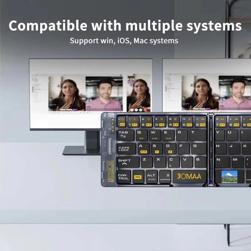 Jomaa คีย์บอร์ดไร้สายพับได้ โปร่งใส เชื่อมต่อ Bluetooth พร้อมเมาส์ thumbnail 4