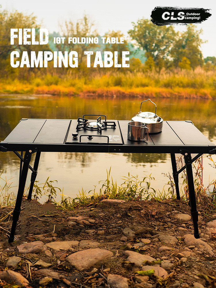 CLS โต๊ะพับกลางแจ้งแคมป์ปิ้งแบบพกพาไข่ม้วนตารางปิกนิกบาร์บีคิวตาราง IGT เตามือถือยกครัวโต๊ะอลูมิเนี
