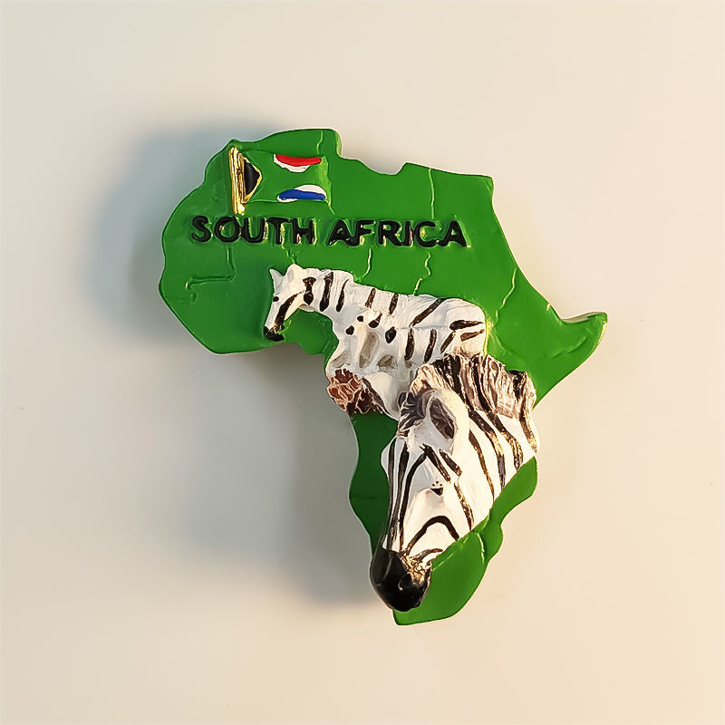 South Africa Creative สามมิติ Zebra Map Travel Commemoration มือวาดตกแต่งบ้านแม่เหล็กตู้เย็นแม่เหล็ก