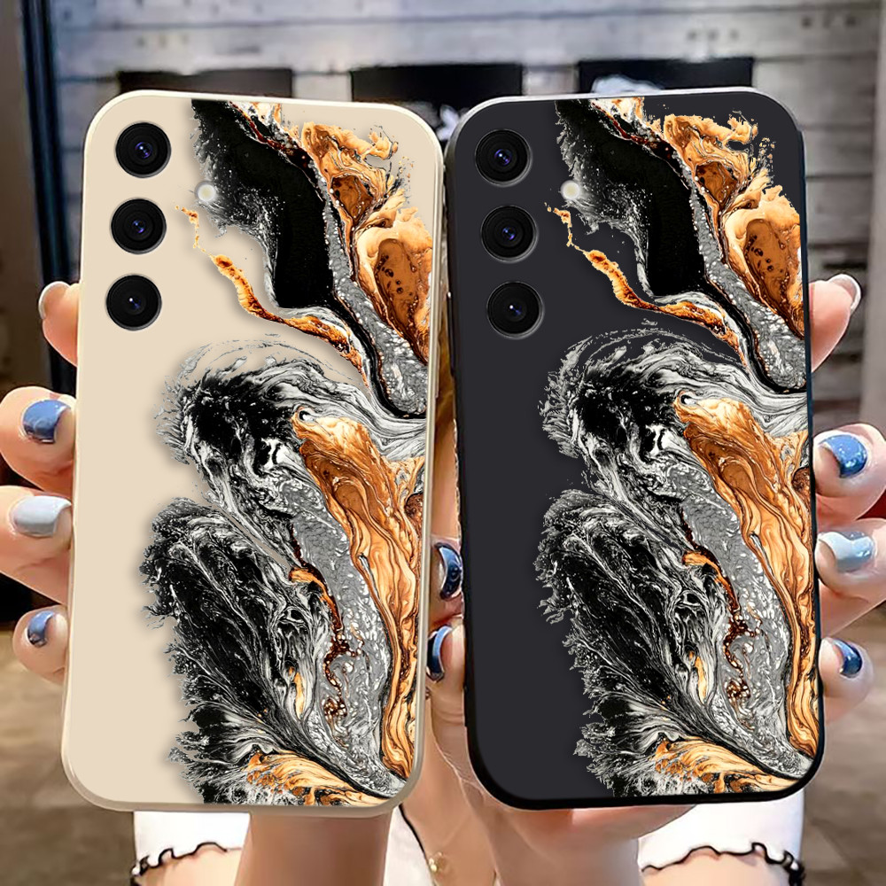 SAMSUNG Gradient สีน้ําสีดําสไตล์สีสันตรงขอบซิลิโคนTPUเคสโทรศัพท์สําหรับSamsung S30 S25 S24 S23 S22 