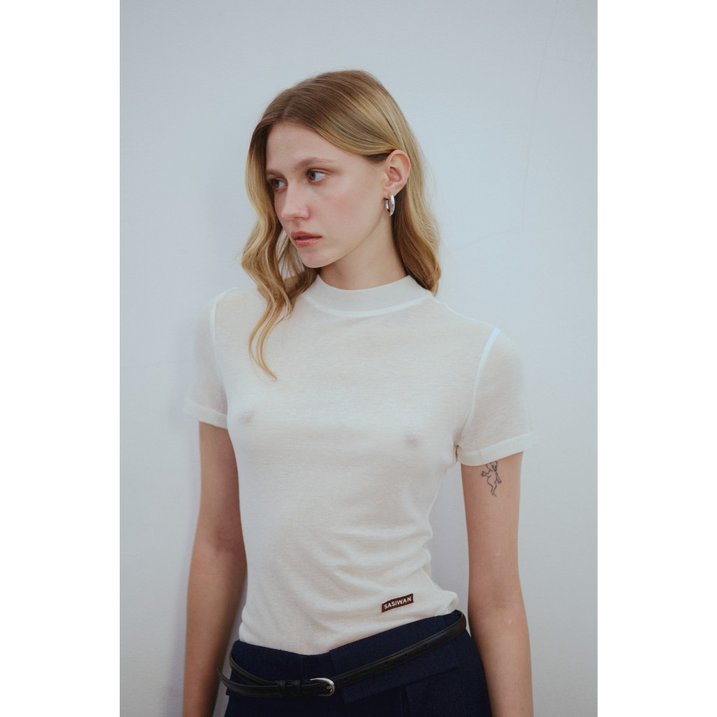 ♞Mina Shirt - เสื้อยืดบางคอปีน ทรงรัดรูป SFH