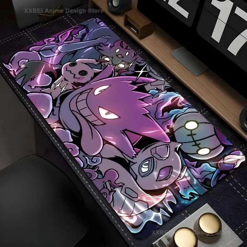 MINISO P-Pokemon-Gengar Grande Mousepad แผ่นรองเมาส์แผ่นรองโต๊ะพร้อม Pad อุปกรณ์เสริมสําหรับเล่นเกม Prime Gaming XXL คีย์บอร์ด Pad Pad Pad Padding Mat