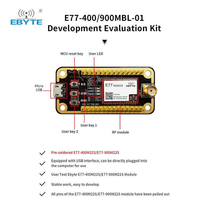 ❤ Stm32 บอร์ดทดสอบการพัฒนา EBYTE E77-400 / 900Mbl-01 Pre-Soldering E77-400-9
