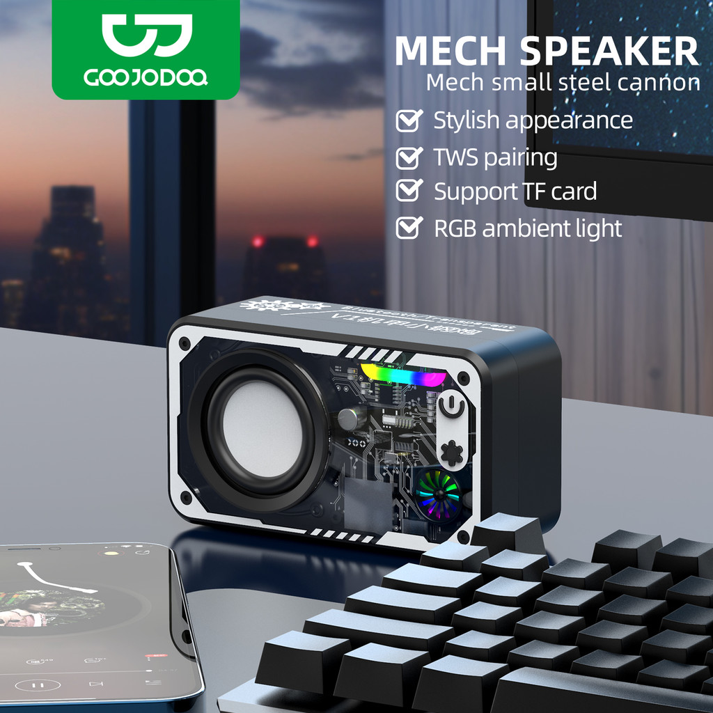 GOOJODOQ Mech ลําโพงเสียงสูงและโปร่งใส 500mAh แบตเตอรี่ลิเธียมความจุขนาดใหญ่พราวไฟ LED